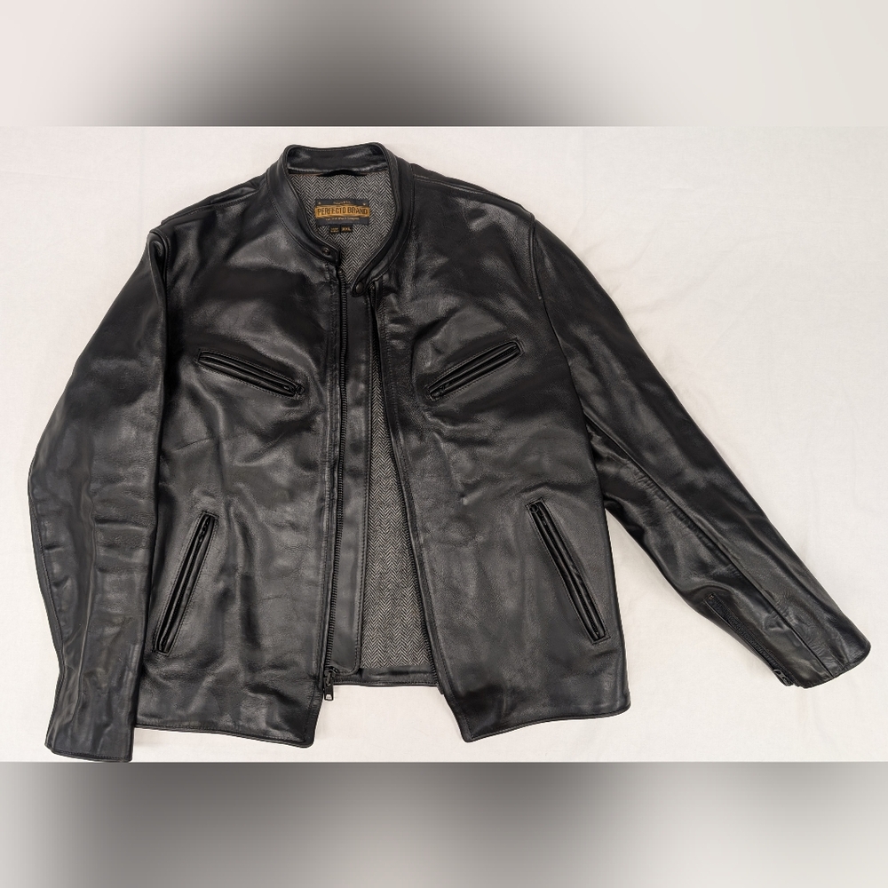 Schott NYC Perfecto Brand Men's Black Leather Motorcycle Jacket 2XL